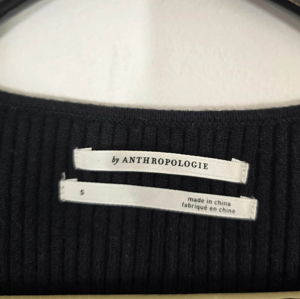 Anthropologie Twofer Faux Wrap Sweater Small Black
